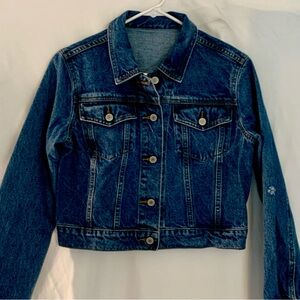 John Galt Cropped Denim Jacket Women's Size Small Blue Trucker Jean 100% Cotton